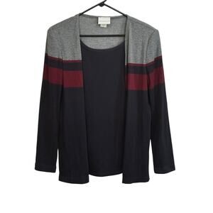 Alfred Dunner Size 14 Pullover Striped Shirt Top 2 In 1 Long Sleeve Career